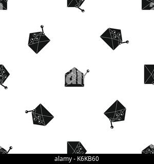 Envellope with graph pattern seamless black Stock Vector