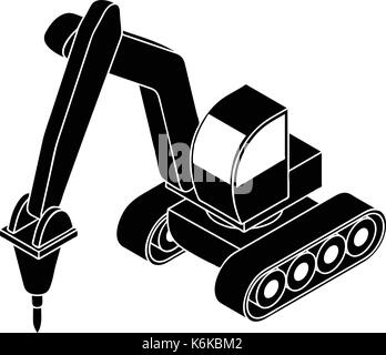 Drill tractor icon, simple style Stock Vector
