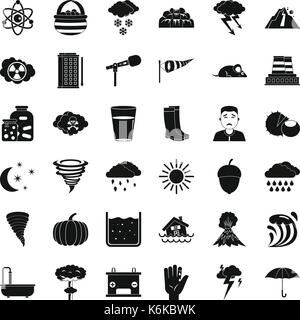 Meteorology icons set, simple style Stock Vector