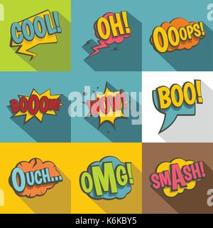 Sound effects icon set, flat style Stock Vector