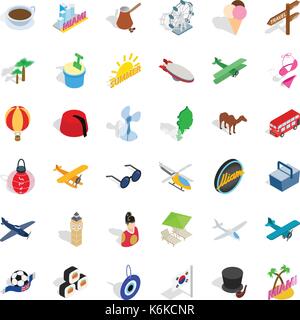 Florida icons set, isometric style Stock Vector