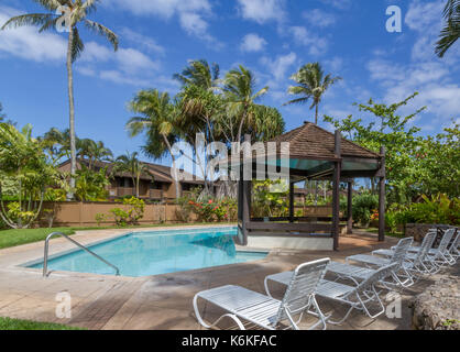 Pool area of a condo complex in Hawaii Stock Photo