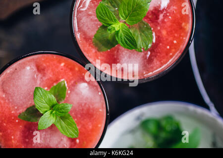 Two glasses ofred smoothie Stock Photo