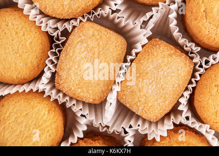 Overhead photo of traditional Danish butter cookies Stock Photo