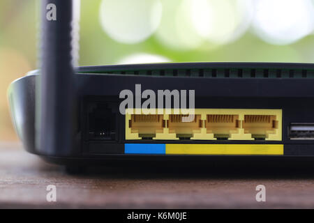 Rear of black modem router to internet connection Concept and Ideas of ...
