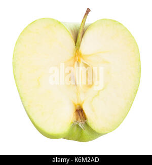 sliced green apple path isolated Stock Photo