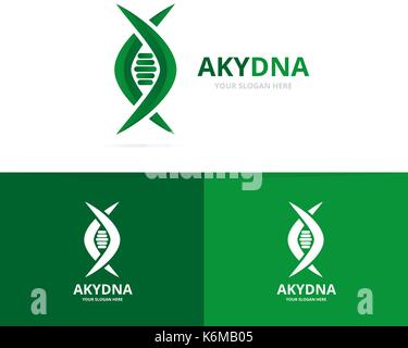 Vector of dna and genetic logo combination. Science and helix symbol or icon. Unique spiral and evolution logotype design template. Stock Vector
