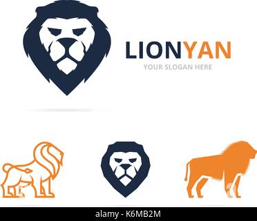 Unique animal and lion logotype design template. Stock Vector