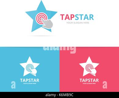 Vector star and click logo combination. Leader and cursor embrace symbol or icon. Unique digital and team logotype design template. Stock Vector