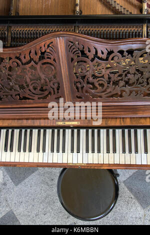 piano keys on old pianoforte Stock Photo