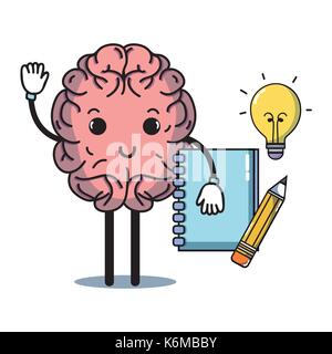 set kawaii brain with knowledge education Stock Vector