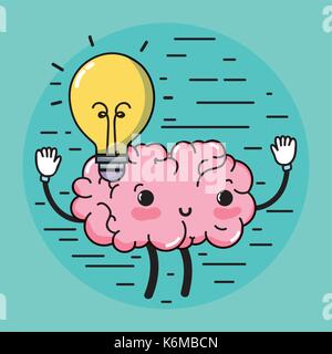set kawaii brain with knowledge education Stock Vector