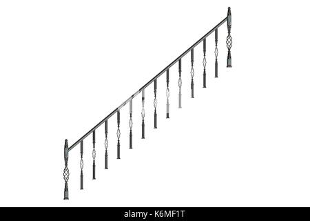 Stair Railing Render 3d rendering of a metalic front view stairs rails isolated on a white ...