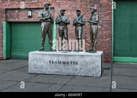 Boston Red Sox Teammates -  Bronze statue of 'The Teammates'  Red Sox players and decades-long friendship of four legends Ted Williams, Johnny Pesky, Bobby Doerr and Dom DiMaggio.   The statue of the four teammates stands outside of Gate B at Fenway Park at the intersection of Ipswich and Van Ness streets.  Available in color as well as in a black and white print.  To view additional images from my Fenway Park gallery please visit: www.susancandelario.com