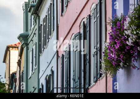 Charleston South Carolina,Rainbow Row,historic,Georgian row houses,residences,homes,SC170514156 Stock Photo