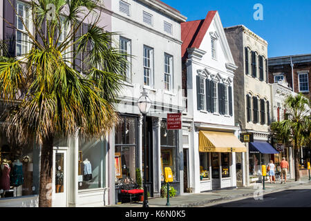 Charleston South Carolina,historic Downtown,King Street,stores,shopping shopper shoppers shop shops market markets marketplace buying selling,retail s Stock Photo