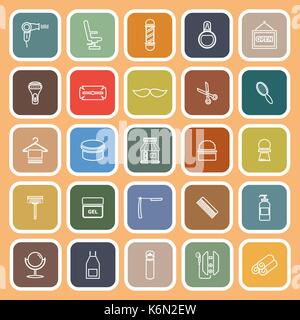 Barber line flat icons on orange background, stock vector Stock Vector
