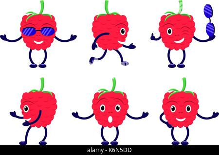 Vector illustration set cartoon funny raspberry Stock Vector