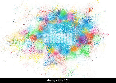 Abstract explosion of powder splatted over white background