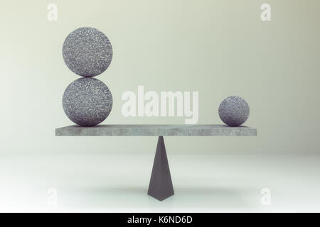 3d rendering of abstract geometric ball  on balance board Stock Photo