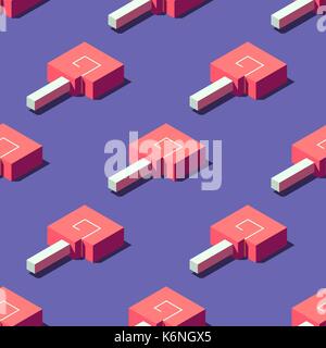 Seamless pattern of cubic lollipops on bright pink background. Retro design concept, Clipping mask used. Stock Vector