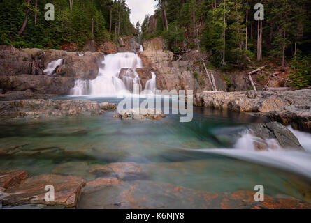 One morning, I took this photo of Lower Myra Falls in beautiful Strathcona Provincial Park, while we were camping on Buttle Lake. Stock Photo