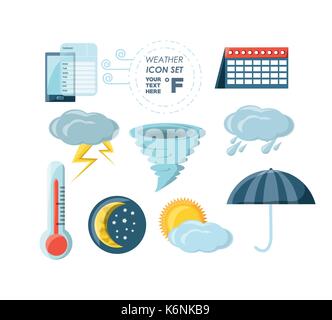 Weather and climate icon set design Stock Vector
