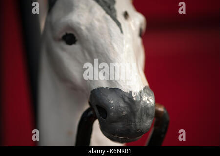 Painted Horse Head Hitching Post Stock Photo