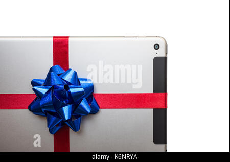 tablet for gift on white background Stock Photo