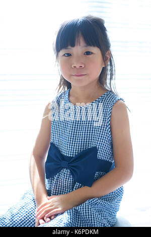 Portrait of young cute asian little girl . Stock Photo