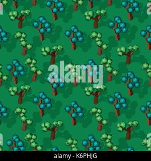Seamless pattern with isometric trees Stock Vector