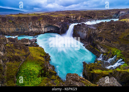 The Aldeyjarfoss waterfall is situated in the north of Iceland at the northern part of the Sprengisandur Highland Road in Iceland Stock Photo