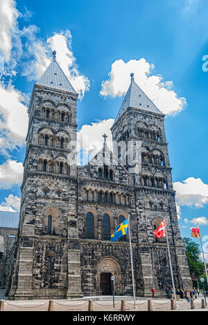 A view of the very impressive looking Lund cathedral in Sweden. Stock Photo