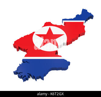 North Korea Map Flag Isolated Stock Photo