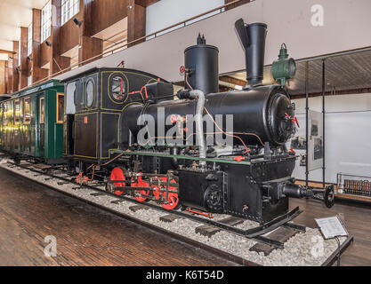 ZAGREB, CROATIA - JULY 18, 2017: Ancient locomotive in the Tesla Museum in Zagreb. Stock Photo