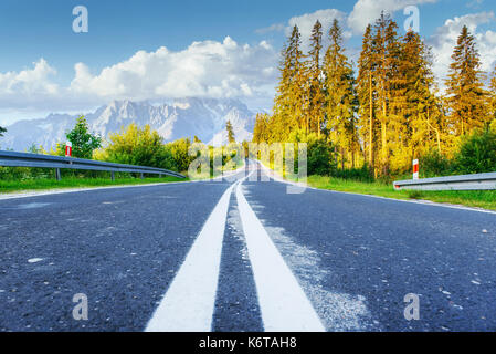 Scenic road in the mountains. Mountain View. Carpathians. Ukraine Europe Stock Photo