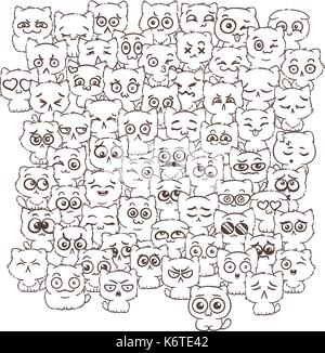 Vector pattern for print. Ilustration with cats and dogs for design of posters, prints, invitations, greetings, childbook, flyers and antistress pictu Stock Vector