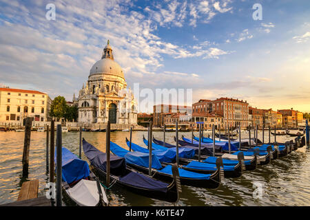 Venice Grand Canal and Gondola Boat when sunset, Venice (Venezia), Italy Stock Photo