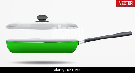 Classic Metal black non-stick frying pan Stock Vector