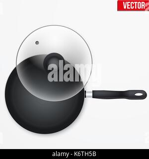Classic Metal black non-stick frying pan Stock Vector