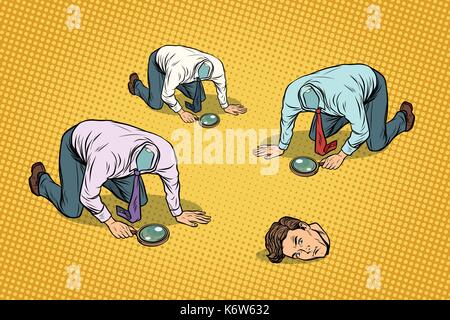 Several headless men looking for head Stock Vector