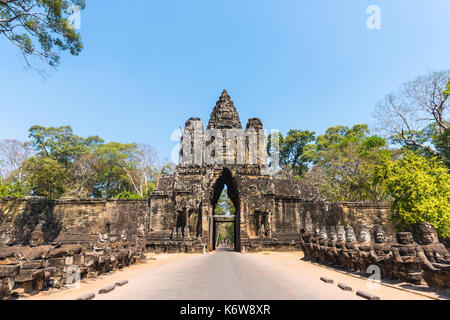 Angkor thom gate in siem reap cambodia Stock Photo