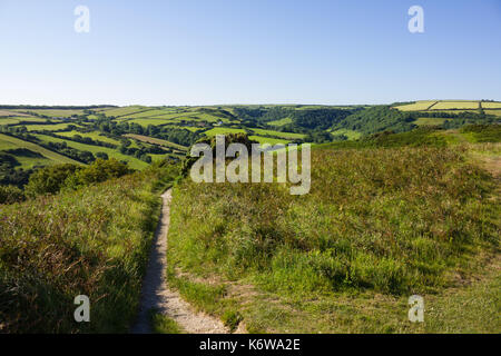 View from the summit of Hillsborough towards Chambercombe, Ilfracombe Stock Photo