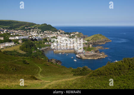 Aerial view of Ilfracombe from the summit of Hillsborough Stock Photo