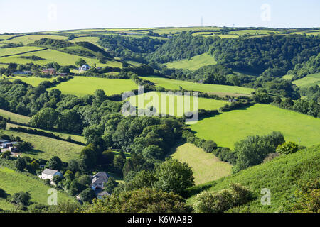 View from the summit of Hillsborough towards Chambercombe, Ilfracombe Stock Photo