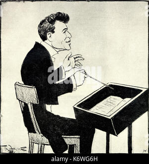 WALTER, Bruno - conducting - by Theo Zanche contemporary with the end of Mahler's life.  German Conductor & Pianist, 1876-1962 Stock Photo