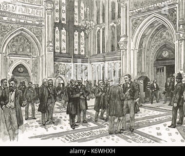 House of Commons lobby, Victorian  era circa 1843 Stock Photo