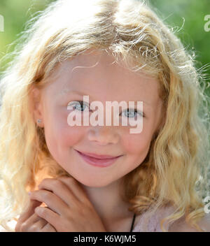 Little girl with blond hair, portrait, Sweden Stock Photo