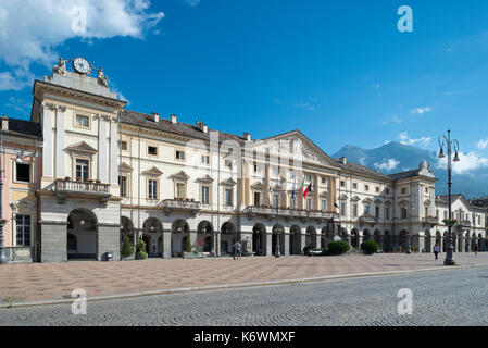 Town Hall, Hotel de Ville, 1839, Neoclassicism, Aosta, Valle d' Aosta, Valle d' Aosta, Italy Stock Photo