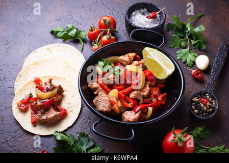 Fajitas with peppers for cooking Mexican tacos Stock Photo